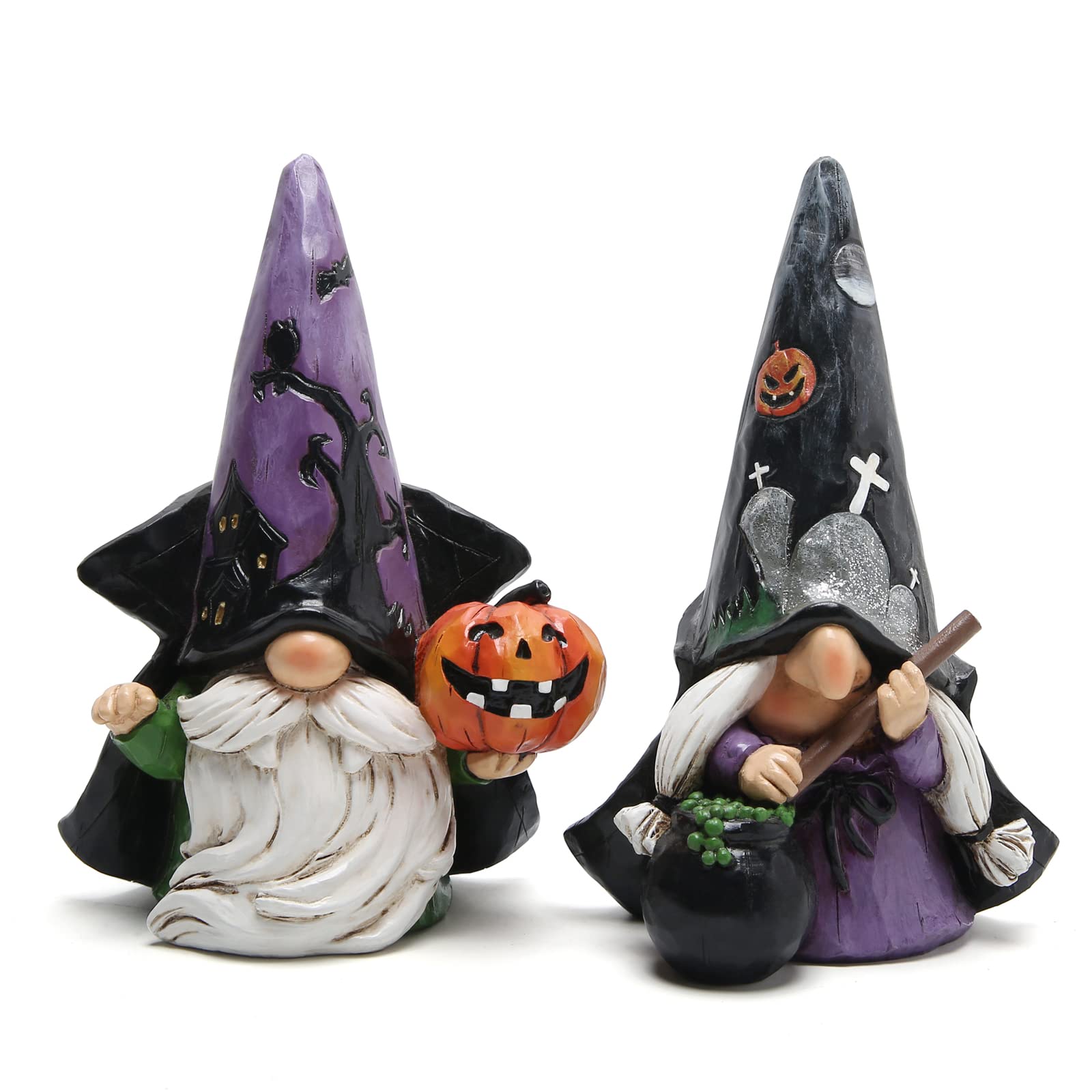 Hodao 3pcs Halloween Gnomes Decorations Handmade Scandinavian Gnome Figurines with Black Wing Boo Halloween Gnomes Figurines Decor Pumpkin Office Table Decorations Gifts